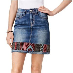 NEW Miss Me Embroidered Jean Mini Skirt